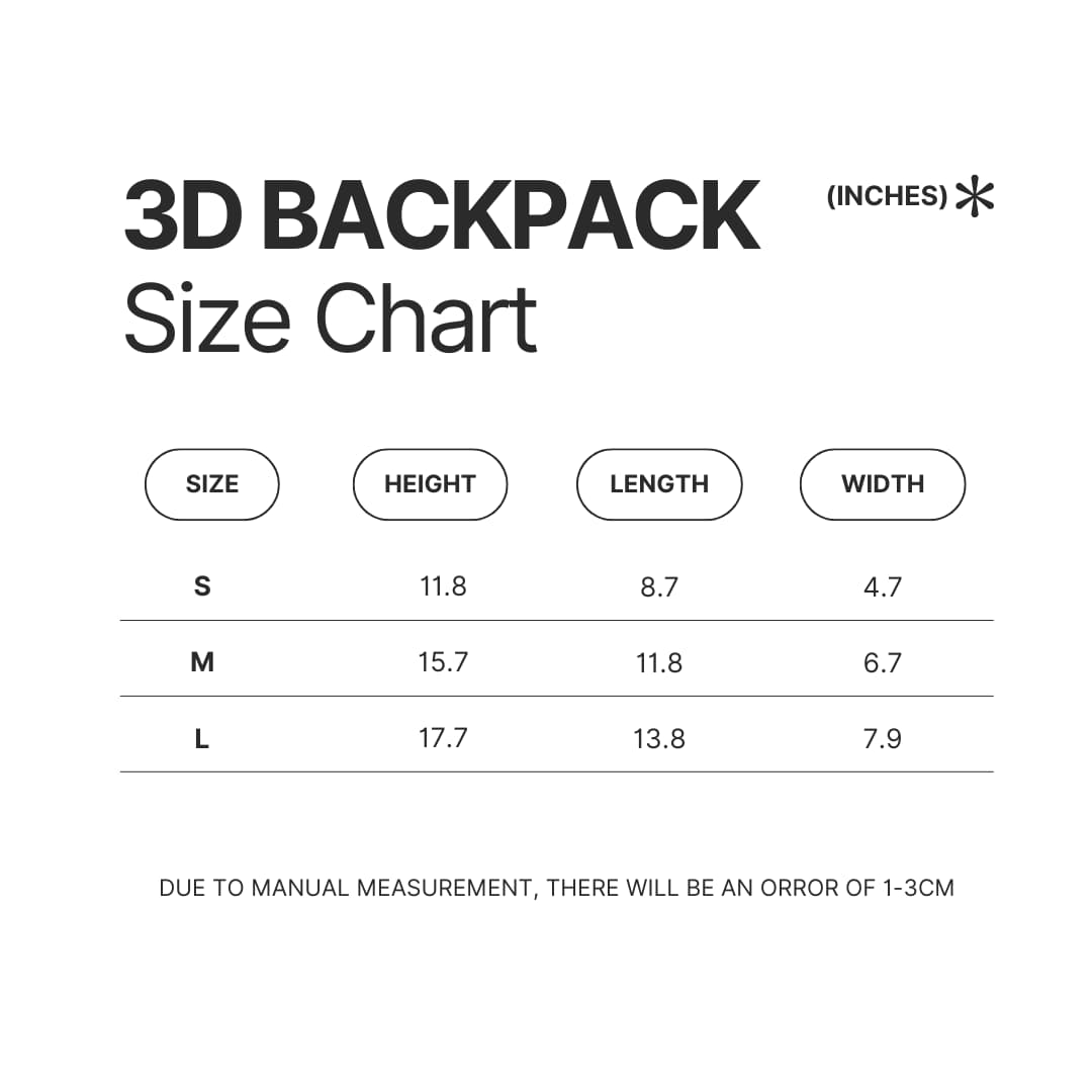 3D Backpack Size Chart - Infant Annihilator Store