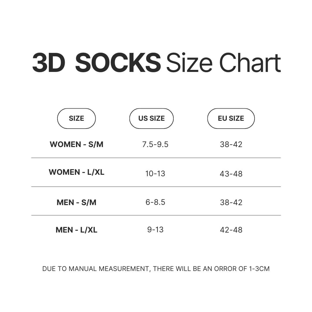 3D Socks Size Chart - Infant Annihilator Store