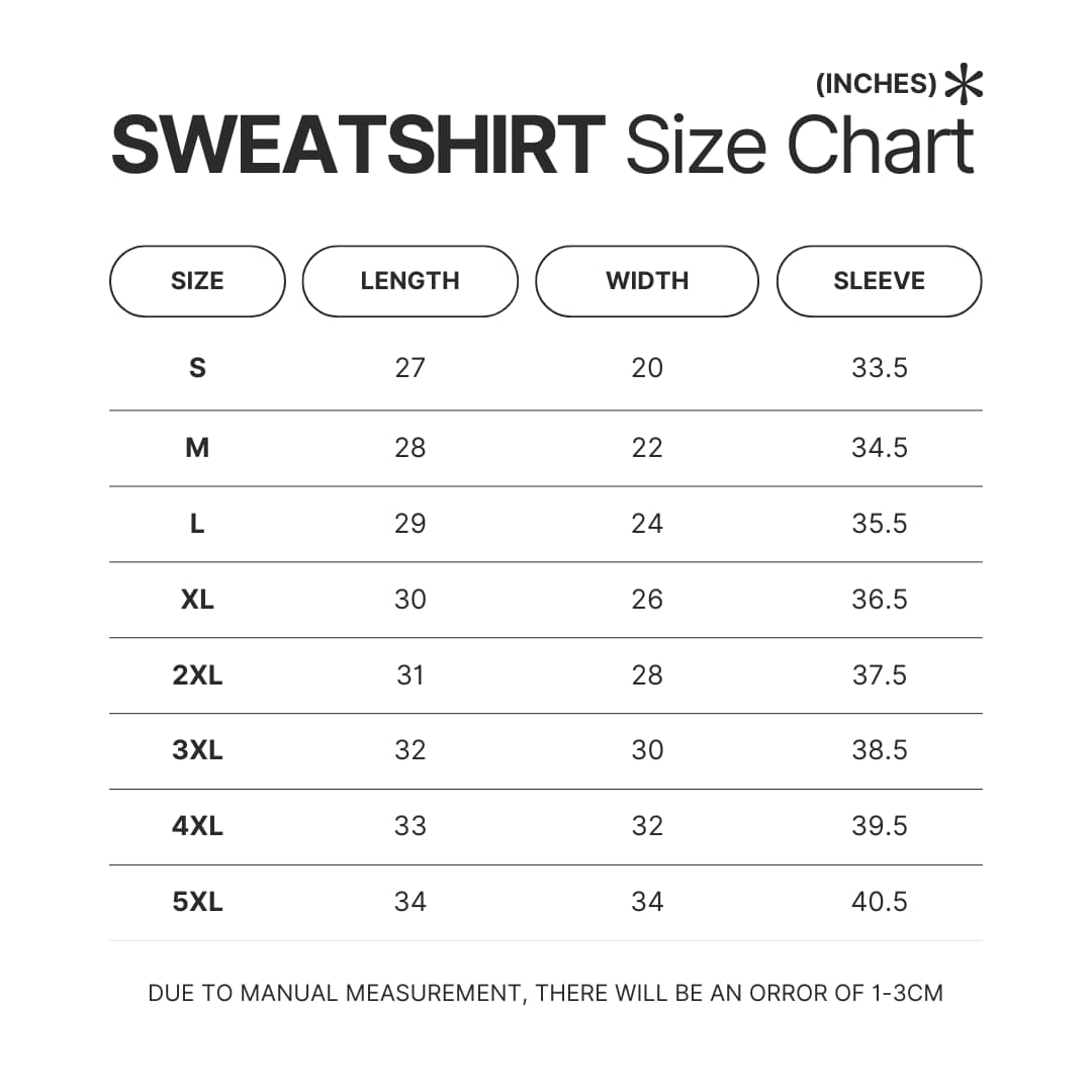 Sweatshirt Size Chart - Infant Annihilator Store